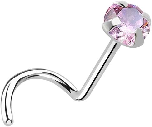 Satix IMPLANT GRADE G23 Titanium Nose Rings Studs 18G 20G Nose Screw Stud 1/4" Nose Studs Ring 1.5mm 2mm 2.5mm 3mm CZ Press Fit Corkscrew Nostril Piercing Jewerly in Saudi Arabia