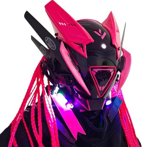 Punk Mask Cosplay, Futuristic Cybepunk Mask Halloween Cosplay Costume, Party Accessory with Dreadlocks & Head Cover in Saudi Arabia