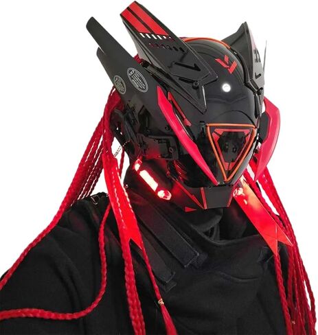 Punk Mask Cosplay, Futuristic Cybepunk Mask Halloween Cosplay Costume, Party Accessory with Dreadlocks & Head Cover in Saudi Arabia