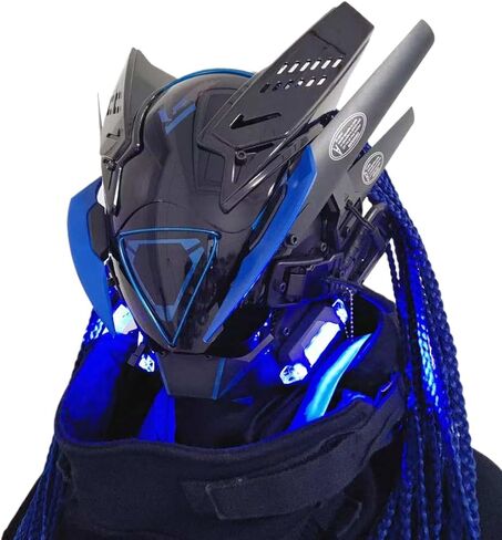 Punk Mask Cosplay, Futuristic Cybepunk Mask Halloween Cosplay Costume, Party Accessory with Dreadlocks & Head Cover in Saudi Arabia