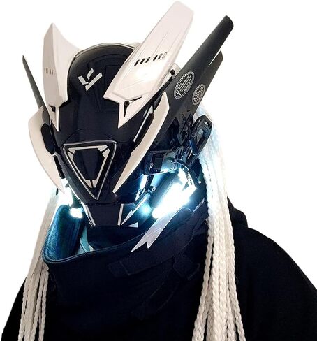 Punk Mask Cosplay, Futuristic Cybepunk Mask Halloween Cosplay Costume, Party Accessory with Dreadlocks & Head Cover in Saudi Arabia
