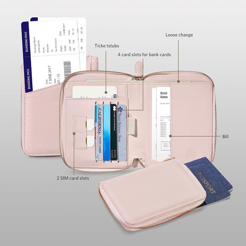 CoBak Passport Holder Cover with Safe Zipper Closure, Premium Passport Wallet for Travel, Cute RFID Blocking Card Case, Waterproof Travel Accessories for Man, Black Grain in Saudi Arabia