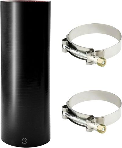 Straight connector silicone hose,Intake/intercooler pipe ID 2.5 inch Length 8inch Thickness 5mm 5-ply with 2 Stainless Steel T-Clamps (Length: 8in Width: 2.48in) in Kuwait