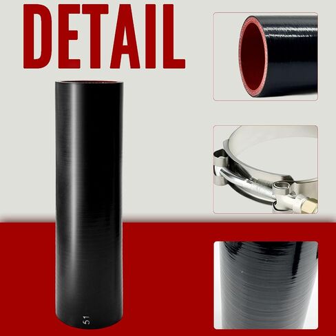 Straight connector silicone hose,Intake/intercooler pipe ID 2.5 inch Length 8inch Thickness 5mm 5-ply with 2 Stainless Steel T-Clamps (Length: 8in Width: 2.48in) in Saudi Arabia