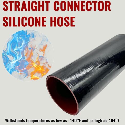 Straight connector silicone hose,Intake/intercooler pipe ID 2.5 inch Length 8inch Thickness 5mm 5-ply with 2 Stainless Steel T-Clamps (Length: 8in Width: 2.48in) in Saudi Arabia