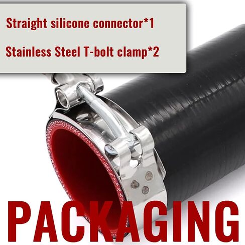 Straight connector silicone hose,Intake/intercooler pipe ID 2.5 inch Length 8inch Thickness 5mm 5-ply with 2 Stainless Steel T-Clamps (Length: 8in Width: 2.48in) in Saudi Arabia