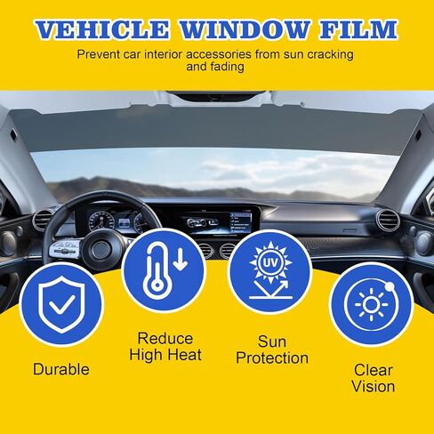 Car Sun Visor Strip Tint Film, Vehicle Windshield Window Tint Film, Auto Tint Protector Film Universal Front Windshield Solar Sticker Protection Film for Sunshade (Black) in Kuwait