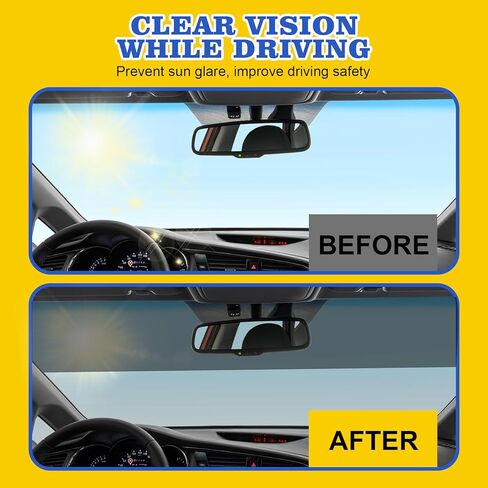 Car Sun Visor Strip Tint Film, Vehicle Windshield Window Tint Film, Auto Tint Protector Film Universal Front Windshield Solar Sticker Protection Film for Sunshade (Black) in Kuwait