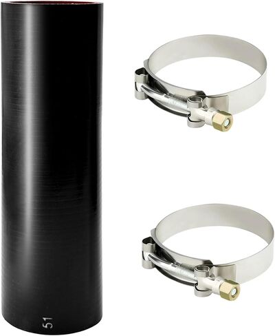 Straight connector silicone hose,Intake/intercooler pipe ID 2.5 inch Length 8inch Thickness 5mm 5-ply with 2 Stainless Steel T-Clamps (Length: 8in Width: 2.48in) in Saudi Arabia