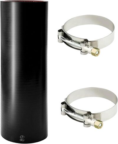 Straight connector silicone hose,Intake/intercooler pipe ID 2.5 inch Length 8inch Thickness 5mm 5-ply with 2 Stainless Steel T-Clamps (Length: 8in Width: 2.48in) in Kuwait