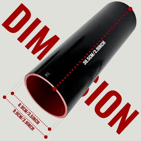 Straight connector silicone hose,Intake/intercooler pipe ID 2.5 inch Length 8inch Thickness 5mm 5-ply with 2 Stainless Steel T-Clamps (Length: 8in Width: 2.48in) in Kuwait