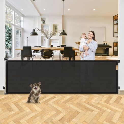 Retractable Baby Gate 65" Dog Gate Mesh Safety Pet Gate Indoor Outdoor Child Safety Baby Gates for Stairs, Doorways, Hallways in Saudi Arabia
