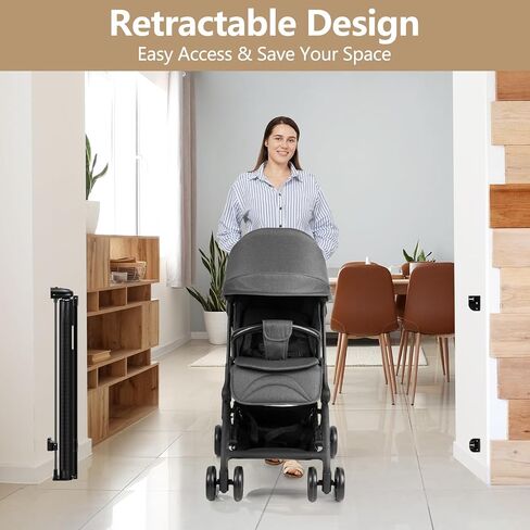 Retractable Baby Gate 65" Dog Gate Mesh Safety Pet Gate Indoor Outdoor Child Safety Baby Gates for Stairs, Doorways, Hallways in Saudi Arabia