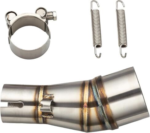 Motorcycle Exhaust Mid Pipe, Exhaust Muffler Adapter Connect Pipe with Clamps Compatible with Kawasaki EX250 EX300 Z250 Z300, Ninja 250 Ninja 300 2018-2022 Ninja 650 2018-2022 Ninja 400 Z400 2017-2022 in Kuwait