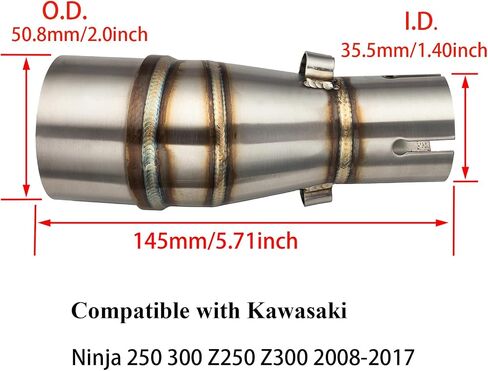 Motorcycle Exhaust Mid Pipe, Exhaust Muffler Adapter Connect Pipe with Clamps Compatible with Kawasaki EX250 EX300 Z250 Z300, Ninja 250 Ninja 300 2018-2022 Ninja 650 2018-2022 Ninja 400 Z400 2017-2022 in Kuwait