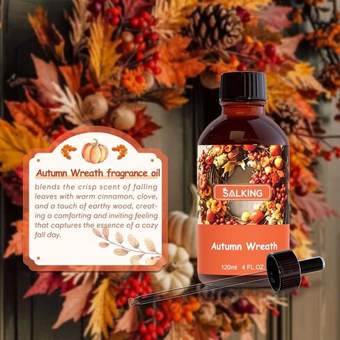 SALKING Apple Cinnamon Fragrance Oil, 120ml (4 Fl Oz) Premium Essential Oils for Diffuser, Candle Scents for Candle Making, Soap Making Supplies, Autumn Diffuser Oil, Halloween Thanksgiving Gift in Kuwait