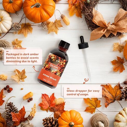 SALKING Apple Cinnamon Fragrance Oil, 120ml (4 Fl Oz) Premium Essential Oils for Diffuser, Candle Scents for Candle Making, Soap Making Supplies, Autumn Diffuser Oil, Halloween Thanksgiving Gift in Kuwait