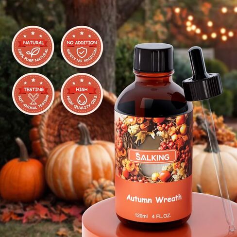 SALKING Apple Cinnamon Fragrance Oil, 120ml (4 Fl Oz) Premium Essential Oils for Diffuser, Candle Scents for Candle Making, Soap Making Supplies, Autumn Diffuser Oil, Halloween Thanksgiving Gift in Kuwait