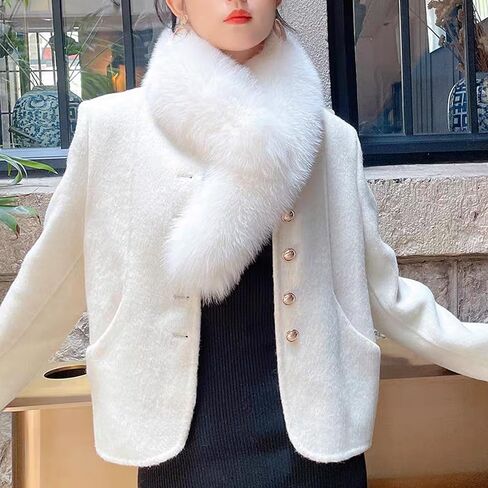 Scarf for Women, Faux Fur Soft Warmer Collar Men Women's Neck Scarves Wraps for Fall Winter Coat Decor in Saudi Arabia