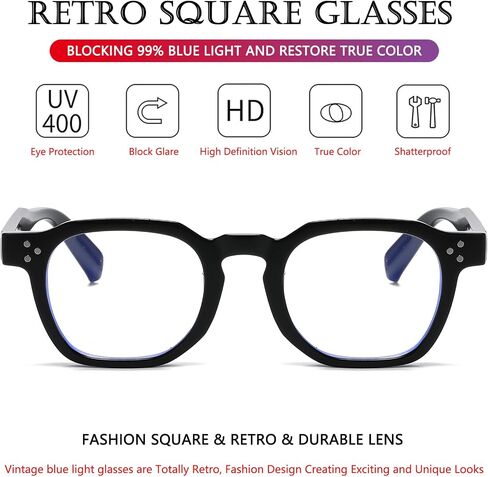 AIEYEZO Retro Blue Light Glasses for Men Women Square Thick Framed Eyeglasses Trendy Vintage Computer Glasses in Saudi Arabia