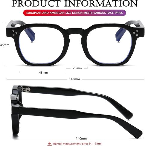 AIEYEZO Retro Blue Light Glasses for Men Women Square Thick Framed Eyeglasses Trendy Vintage Computer Glasses in Saudi Arabia