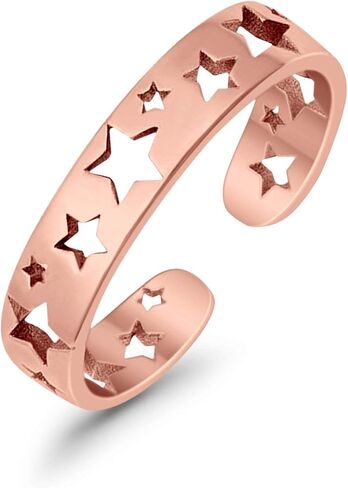 Blue Apple Co. Stars Toe Ring Band Adjustable 925 Sterling Silver For Women (4mm) in Saudi Arabia
