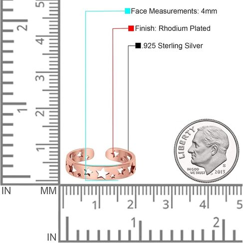 Blue Apple Co. Stars Toe Ring Band Adjustable 925 Sterling Silver For Women (4mm) in Saudi Arabia