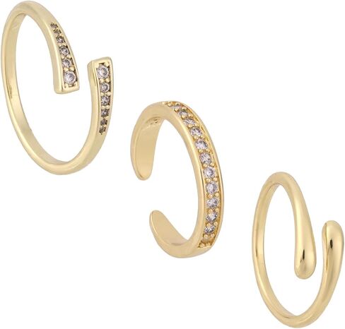 3pcs Toe Rings, 3 Styles Gold Filled Hug and CZ Open Toe Rings Adjustable Portable Summer Beach Foot Jewelry Fashionable Women's Accessories in Saudi Arabia
