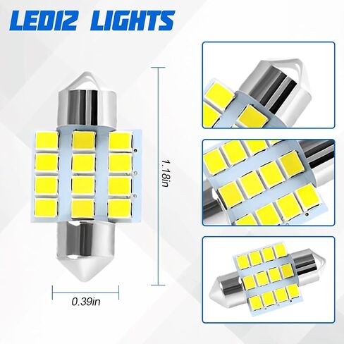 24PCS Car Interior Bulb Kit Set, T10 31 mm 42 mm 12 Volt Vehicle Dome Light LED Bulbs Replacement, Automotive Map License Plate Trunk Lamps, Universal for SUV RV Truck (White) in Saudi Arabia