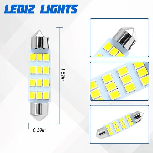 24PCS Car Interior Bulb Kit Set, T10 31 mm 42 mm 12 Volt Vehicle Dome Light LED Bulbs Replacement, Automotive Map License Plate Trunk Lamps, Universal for SUV RV Truck (White) in Saudi Arabia