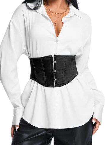 Women's Satin Underbust Corset Belt, Renaissance Elegant Waist Cincher, Front Hook & Lace-Up for Perfect Curves in Saudi Arabia