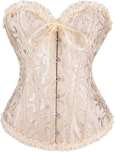 Corsets Top for Women Lace up Boned Overbust Corset Bustier Tops Floral Vintage Corsets Shapewear Lingerie in Kuwait