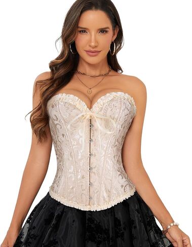 Corsets Top for Women Lace up Boned Overbust Corset Bustier Tops Floral Vintage Corsets Shapewear Lingerie in Kuwait