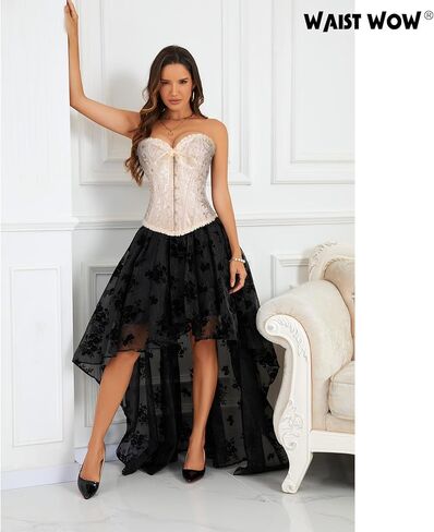 Corsets Top for Women Lace up Boned Overbust Corset Bustier Tops Floral Vintage Corsets Shapewear Lingerie in Kuwait