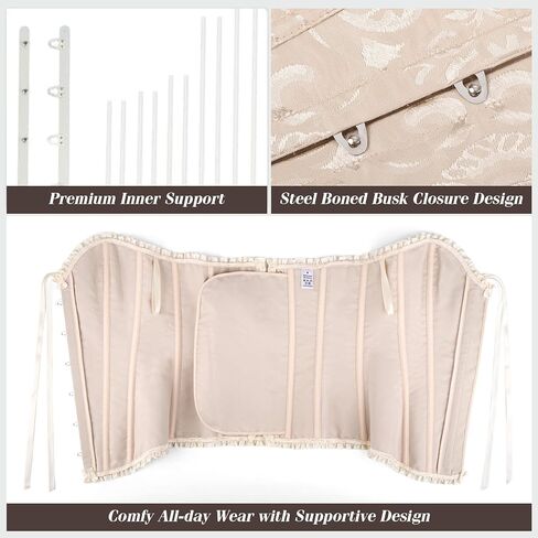 Corsets Top for Women Lace up Boned Overbust Corset Bustier Tops Floral Vintage Corsets Shapewear Lingerie in Kuwait