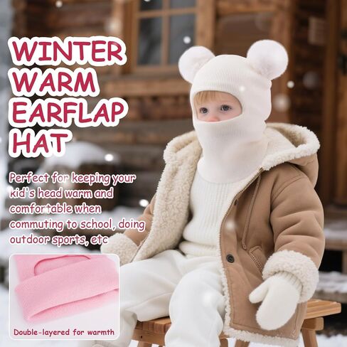Bqubo Kids Winter Hat Diven Boys Girls متماسكون في صفقات الفصائل قبعة مزدوجة ثخنة من طلاء التزلج على الجليد in Saudi Arabia