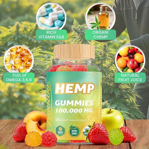 Hooloo Holoo Hemp Gummies 100،000mg للحصول على دعم في وقت النوم العميق وإغاثة الانزعاج ، فاكهي غلام فيتامينات أوميغا 3 ، مصنوعة في الولايات المتحدة الأمريكية in Kuwait