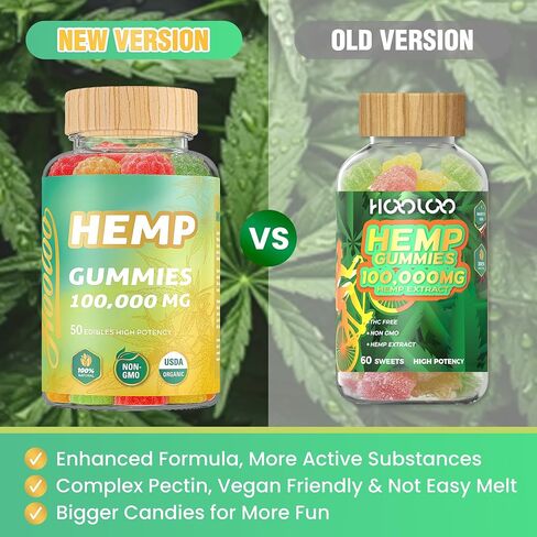 Hooloo Holoo Hemp Gummies 100،000mg للحصول على دعم في وقت النوم العميق وإغاثة الانزعاج ، فاكهي غلام فيتامينات أوميغا 3 ، مصنوعة في الولايات المتحدة الأمريكية in Kuwait