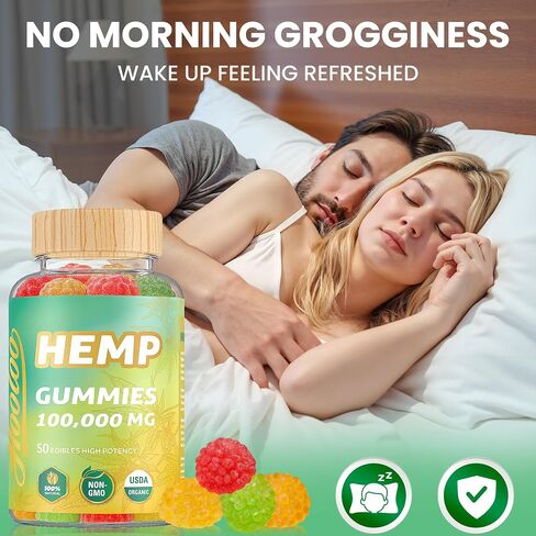 Hooloo Holoo Hemp Gummies 100،000mg للحصول على دعم في وقت النوم العميق وإغاثة الانزعاج ، فاكهي غلام فيتامينات أوميغا 3 ، مصنوعة في الولايات المتحدة الأمريكية in Kuwait