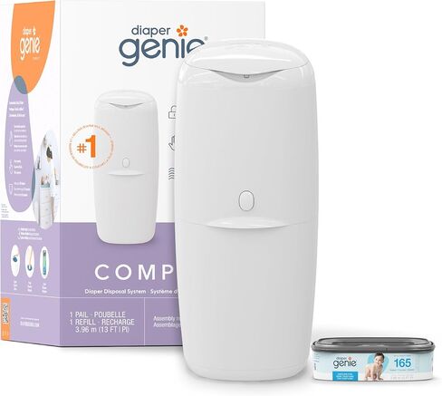 تتضمن سلة Diaper Genie المضغوطة عبوة واحدة مربعة للمبتدئين يمكنها استيعاب ما يصل إلى 165 حفاضة بحجم حديثي الولادة. in Kuwait