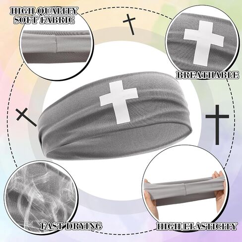 Whaline 4pcs Christian Crosss White Cross Jesus Athletic Sweatbands Sport Hair Bands for Men Women Gym Supplies in Saudi Arabia
