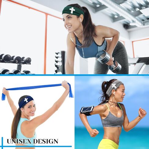 Whaline 4pcs Christian Crosss White Cross Jesus Athletic Sweatbands Sport Hair Bands for Men Women Gym Supplies in Saudi Arabia
