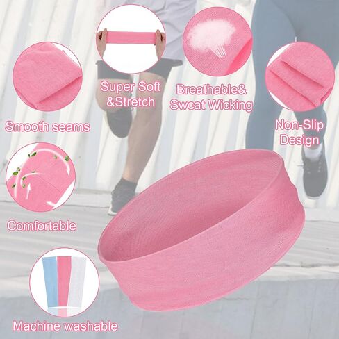3Pcs Non Slip Headbands Soft Elastic Head Bands for Women Girls Wide Stretchy Headband for Yoga Workout Sports Gym White Pink Blue Sweat Headbands Trendy Hair Accessories in Saudi Arabia