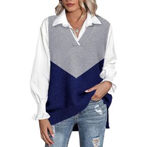 Zeagoo Sweater Vest Women Sleeveless V Neck Oversized Pullover Knitted Tops 2024 Fall Outfits in Kuwait