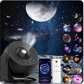 Galaxy Projector for Bedroom Pro Version, HD 12 in 1 Film Discs Star Projector Galaxy Light, Planetarium Projector with Timer, White Noise, 360 ° Rotation, Bluetooth, Remote Control in Saudi Arabia