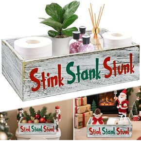 خشبية نتن ستانك ستانك ديكور الحمام، نتن ستانك ديكور الحمام، نتن ستانك ديكور الحمام صندوق ورق المرحاض، الجزء الخلفي من منظم المرحاض / سلة التخزين مضحك، ريفي مزرعة ديكور الحمام in Kuwait