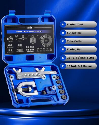Orion Motor Tech 3/16 in Brake Line Kit, Brake Line Flaring Tool Kit with 25 ft Brake Line, 16 Fittings & 4 Unions, Double & Single Flaring Tool Kit for Most Hydraulic Braking Fuel Systems in Saudi Arabia