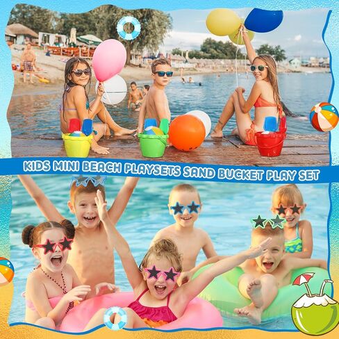 75 Pcs End of Year Students Gift Kids Beach Pool Party Favors Sand Buckets Shovels Neon Sunglasses Inflatable Beach Balls Water Guns Set for Outdoor Summer Swimming Pool Party Game(Cute) in Saudi Arabia
