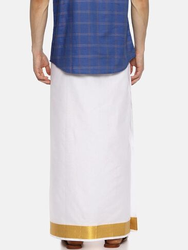 Men White Colour Cotton Readymade Pocket Dhoti (WHITE) (ONE SIZE) (D538) in Saudi Arabia