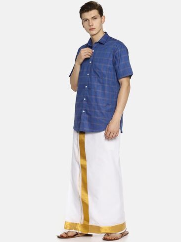 Men White Colour Cotton Readymade Pocket Dhoti (WHITE) (ONE SIZE) (D538) in Saudi Arabia